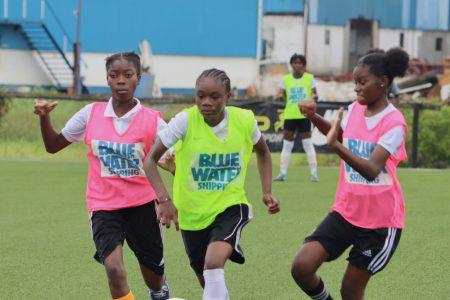 Scenes from the Guyana Football Federation/Blue Water Shipping U15 girls’ league at the National Training Centre, Providence.
