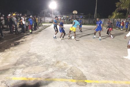 Action in the Mocha Village Cup at the Basketball tarmac