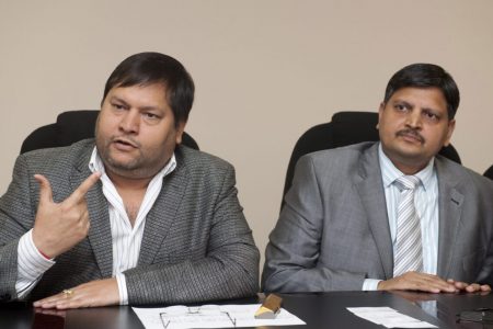 JOHANNESBURG, SOUTH AFRICA - 2 March 2011: Indian businessmen, Ajay Gupta (R) and younger brother Atul Gupta at a one on one interview with Business Day in Johannesburg, South Africa on 2 March 2011 regarding their professional relationships. (Photo by Gallo Images/Business Day/Martin Rhodes)