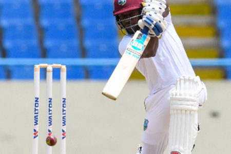 Jermaine Blackwood drives elegantly during his 16th Test half-century on the second day of the opening Test against Bangladesh. (Photo courtesy CWI Media) 