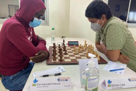 Ethan Lee, right will replace Candidate Master, Wendell Meusa, left on the Guyana Chess Olympiad team to India next month.