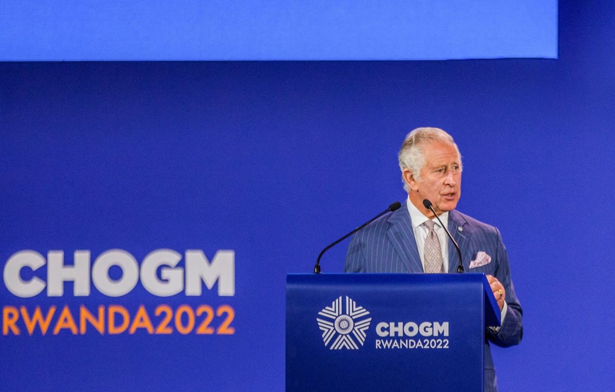 Britain's Prince Charles addresses the opening ceremony of the Commonwealth Heads of Government Meeting (CHOGM) at Kigali Convention Centre in Kigali, Rwanda June 24, 2022. REUTERS/Jean Bizimana 