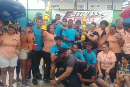 Organizers of the first edition of the Fitness Combat along with the winning team members of V Fitness pose for a photo following the event.