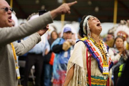 The national anthem being rendered in Cree ADAM SCOTTI/PMO | Credit: REUTERS