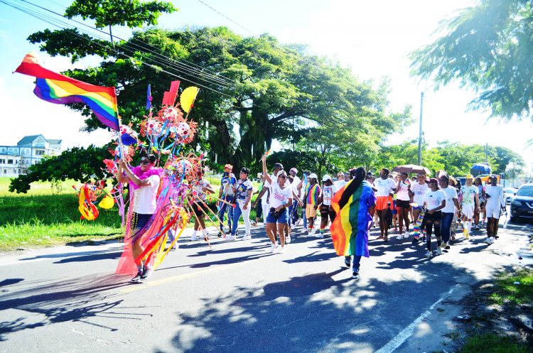 Some of the participants in the pride parade organised in the city yesterday by the Society Against Sexual Orientation Discrimination. See more on page 18  (Photo by Orlando Charles)
