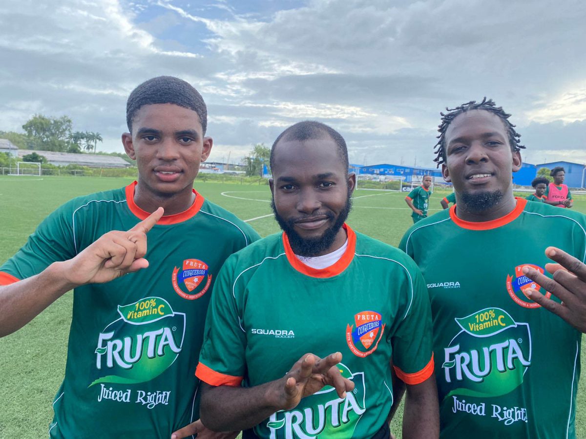 Fruta Conquerors scorers. From left, Stephon Walton, Jamal Codrington, and Jalesi Alundor