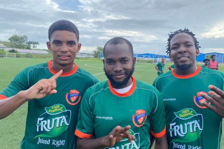 Fruta Conquerors scorers. From left, Stephon Walton, Jamal Codrington, and Jalesi Alundor