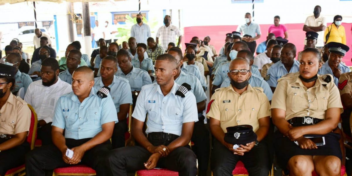 Some of the ranks gathered at the Guyana Police Force’s 183rd anniversary awards ceremony on Friday (Guyana Police Force photo)