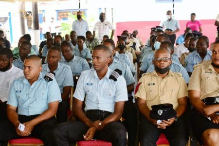 Some of the ranks gathered at the Guyana Police Force’s 183rd anniversary awards ceremony on Friday (Guyana Police Force photo)