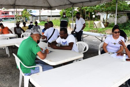 Prospective candidates being interviewed by Banks DIH officials at Patentia  last weekend.  (Banks DIH photo)
