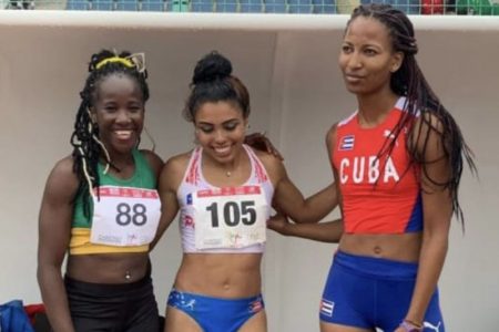 Chantoba Bright, a multiple medalist at the CARIFTA Games, added Caribbean Games bronze medalist to her resume when she finished third in the long jump event yesterday.