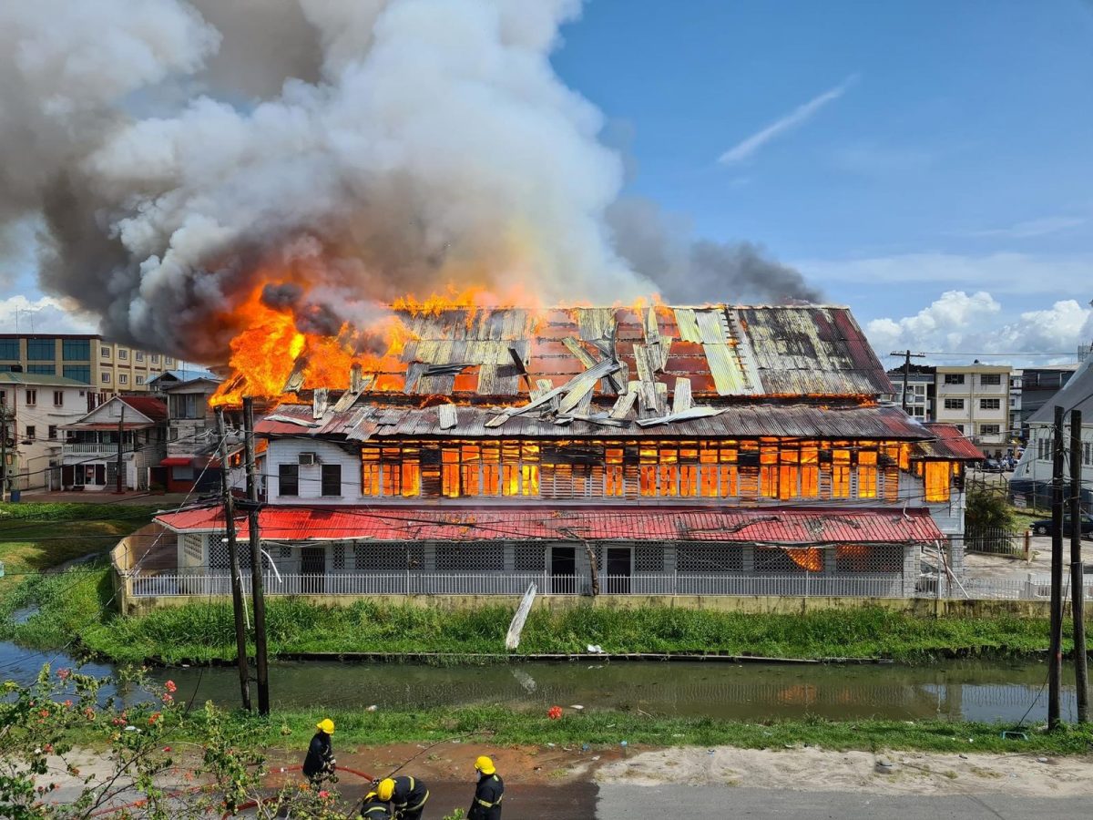 The school in flames (Don Singh photo)