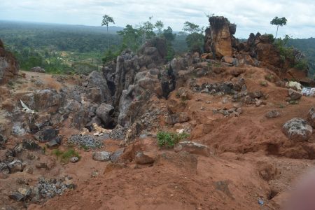 The destruction caused by mining on Mazoa Mountain in Marudi.  (SN file photo)
