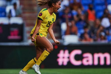 Kalyssa Vanzanten scored the game winner for Jamaica against Costa Rica in the third place match on Monday night at Estadio BBVA. (Photo: CONCACAF)
