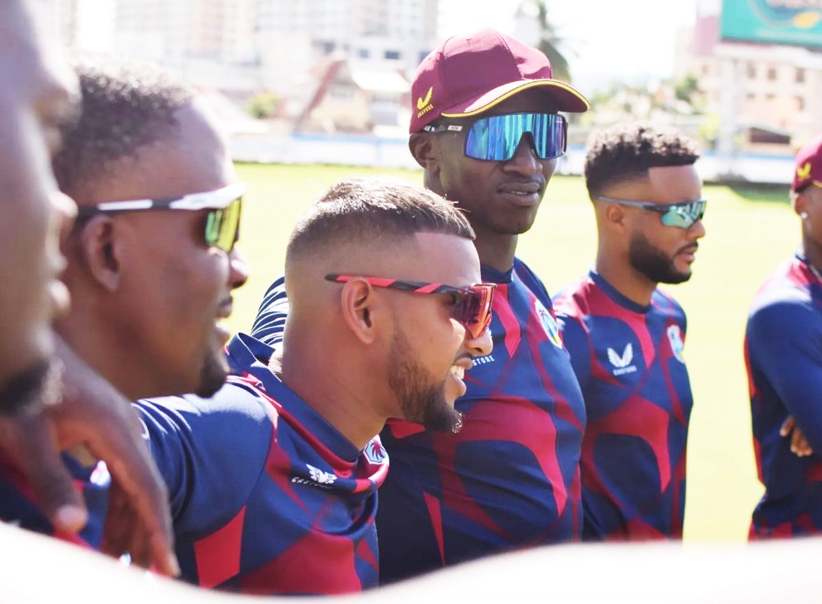 Some members of the West Indies team at training yesterday.