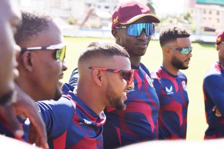 Some members of the West Indies team at training yesterday.