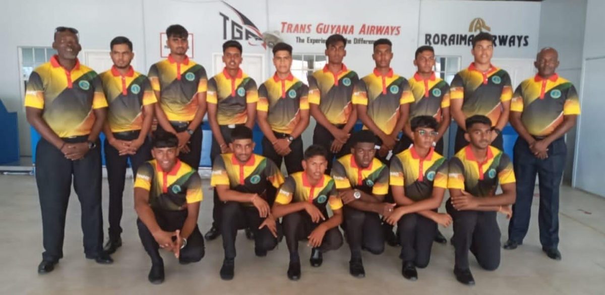 The Guyana under-17 squad prior to departure yesterday morning