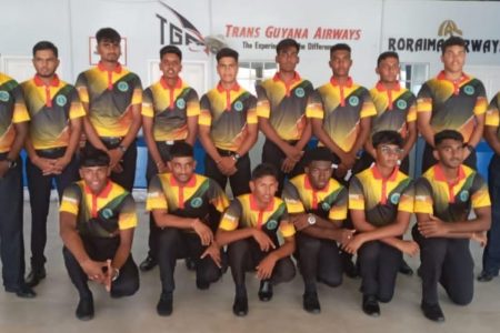 The Guyana under-17 squad prior to departure yesterday morning