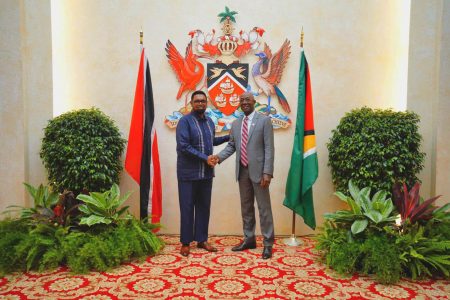 President Irfaan Ali and Trinidad and Tobago Prime Minister Keith Rowley (Office of the President photo)

