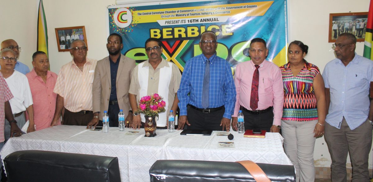 Members of the CCCC and officials gathered at the launch of Berbice Expo on Friday at the chamber’s building located in Rose Hall, Corentyne