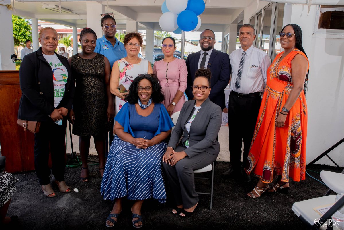 The hospital’s CEO Beverly Brathwaite-Chan, seated at left, and others at the recent launch
