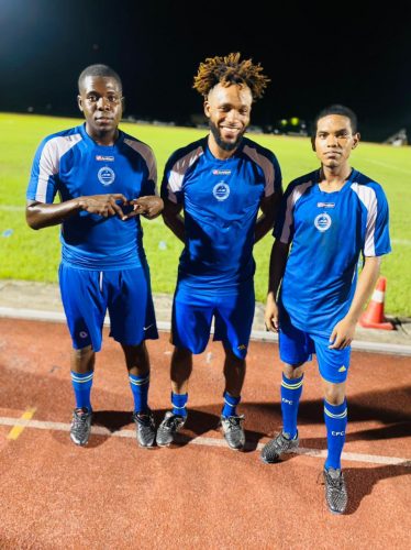 Pouderoyen scorers (from left) EJ Mars, Chad Matthews, and Tefon Daly
