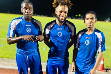 Pouderoyen scorers (from left) EJ Mars, Chad Matthews, and Tefon Daly
