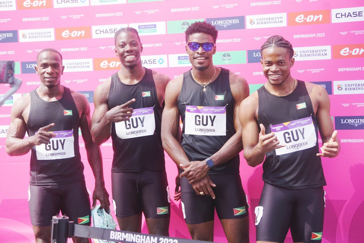 Guyana’s quartet of Akeem Stewart, Emanuel Archibald, Arinze Chance and Noelex Holder placed fourth in the final, a historic feat in itself as no other local foursome has ever progressed that far since the Games’ inception in 1930 (Emmerson Campbell photo)
