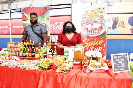 A product display outside the Massy Supermarket on the East Coast Demerara