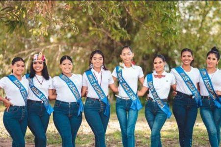 The nine contestants for the Miss Region Seven Amerindian Heritage Pageant 
