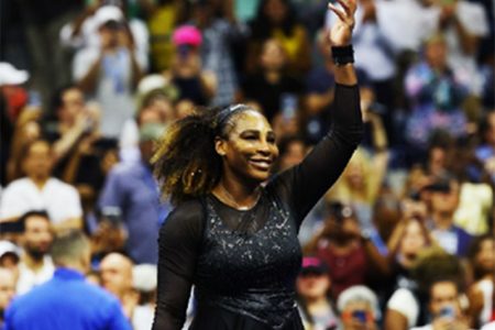 Serena Williams of the U.S. celebrates winning her first round match against Montenegro's
Danka Kovinic REUTERS/Mike Segar