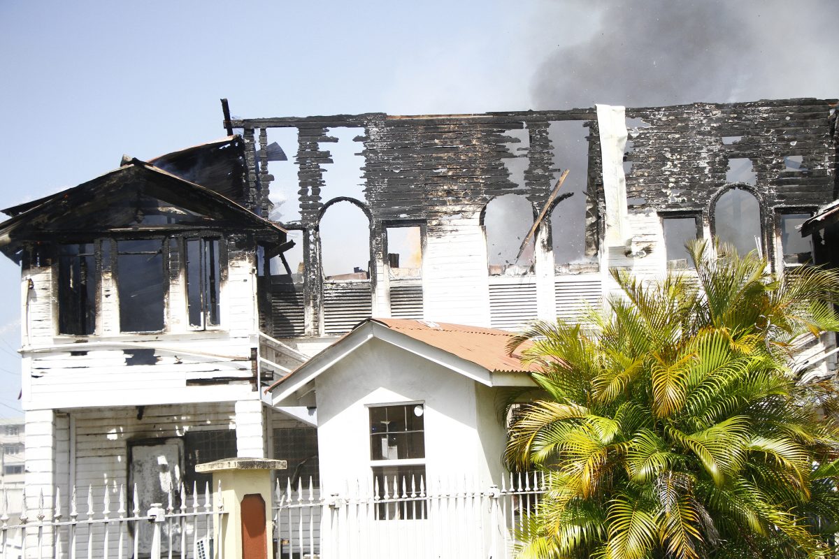 The burnt St. George’s High School building 
