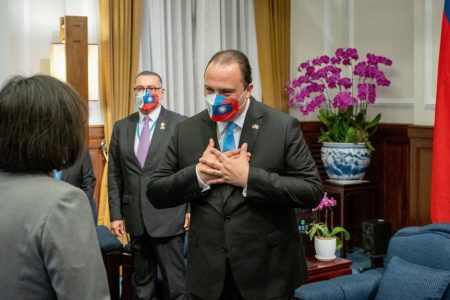 Taiwan President Tsai Ing-wen meets Guatemala's Foreign Minister Mario Bucaro at the presidential office in Taipei, Taiwan in this handout released Aug. 30, 2022. (Taiwan Presidential Office/Handout via Reuters) 