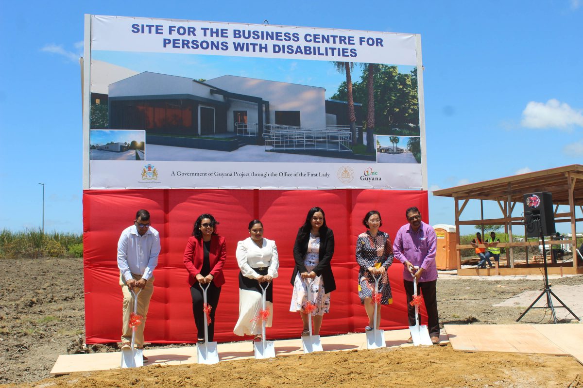 The sod turning yesterday. First Lady Arya Ali is third from left.