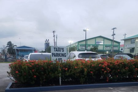 The parking lot for taxis at the Georgetown Marriott 
