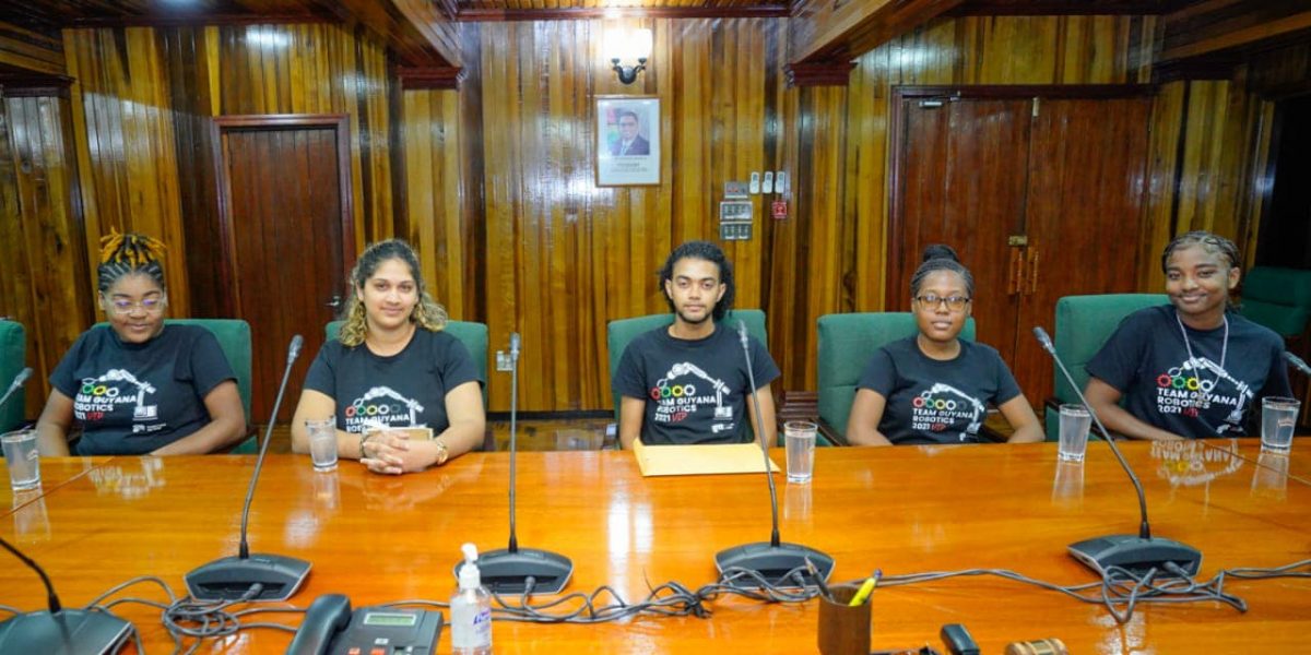 The STEM Guyana members who attended the meeting (Office of the President photo)