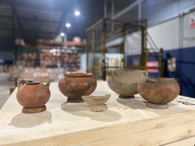 Vessels are pictured as part of 343 pre-Hispanic-era archaeological pieces repatriated from the Netherlands to Panama in response to a drive in the Central American country to protect its cultural heritage, in Panama City, Panama, in this handout obtained by Reuters on August 30, 2022. Panama Foreign Ministry/Handout via REUTERS 