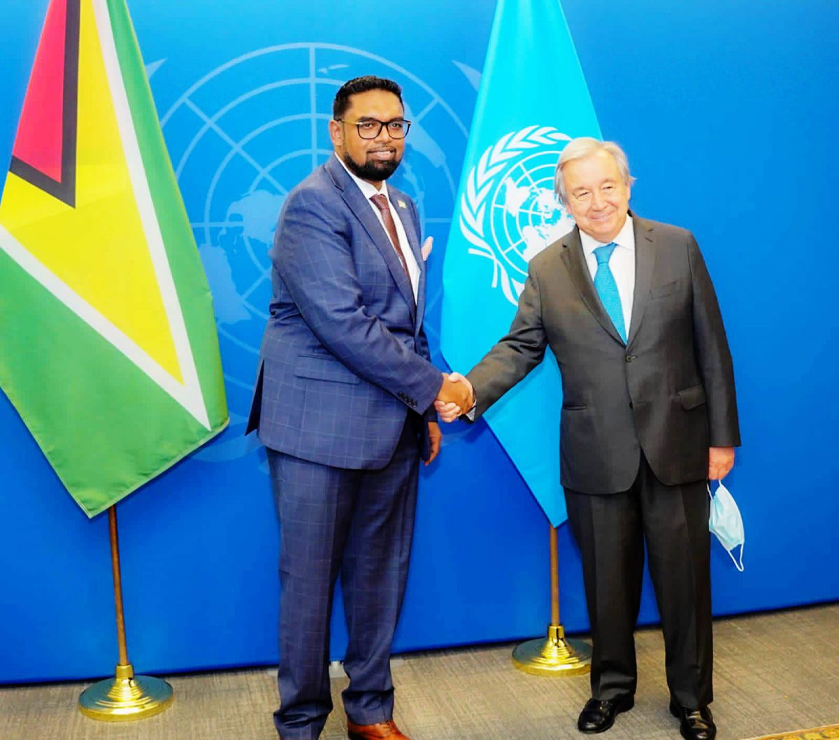 President Irfaan Ali with UN Secretary-General Antonio Guterres (Office of the President photo) 
