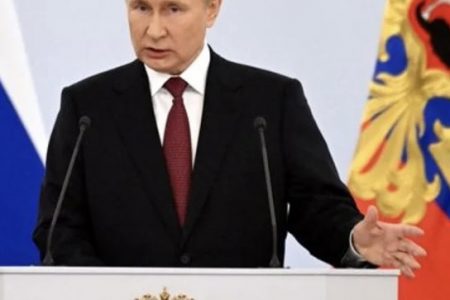 Vladimir Putin making the announcement 