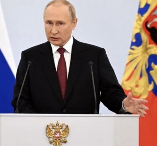 Vladimir Putin making the announcement 