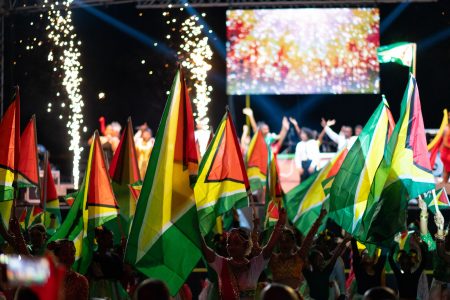 A scene from the “One Guyana” mega-concert, organised as part of the Cricket Carnival activities planned for Guyana’s hosting of CPL matches, held on Friday at the National Stadium at Providence. (Department of Public Information photo) 