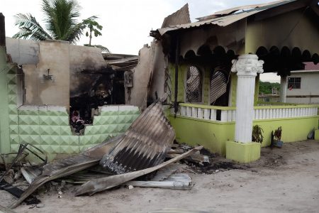 The burnt remains of the house
