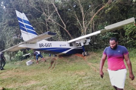 The crashed Jags Aviation aircraft (Guyana Police Force Photo)