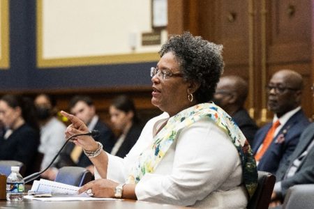 Barbados Prime Minister Mia Mottley during her testimony before the United States House of Representatives Committee on Financial Services last week