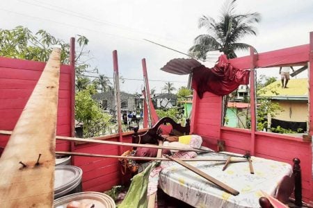 One of the houses left without a roof (Guyana Police Force photo)