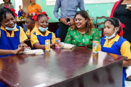 Education Minister Priya Manickchand (second from right) at the launching of the programme.