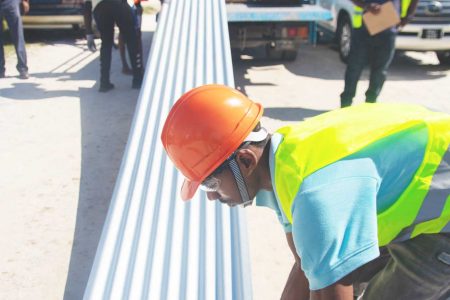 Galvanised roofing sheets that were distributed to residents
