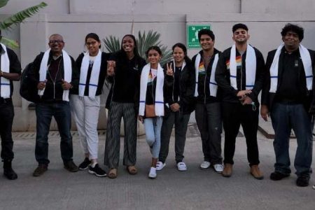 Members of the Guyana Chess team at the recent Chess Olympiad in Chennai, India last month.