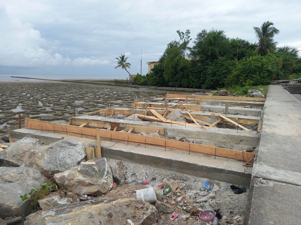 The foundation of the platform constructed along the seawall. See page 14 (Seawall and Beyond volunteer’s photo)