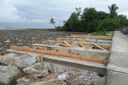 The foundation of the platform constructed along the seawall. See page 14 (Seawall and Beyond volunteer’s photo)